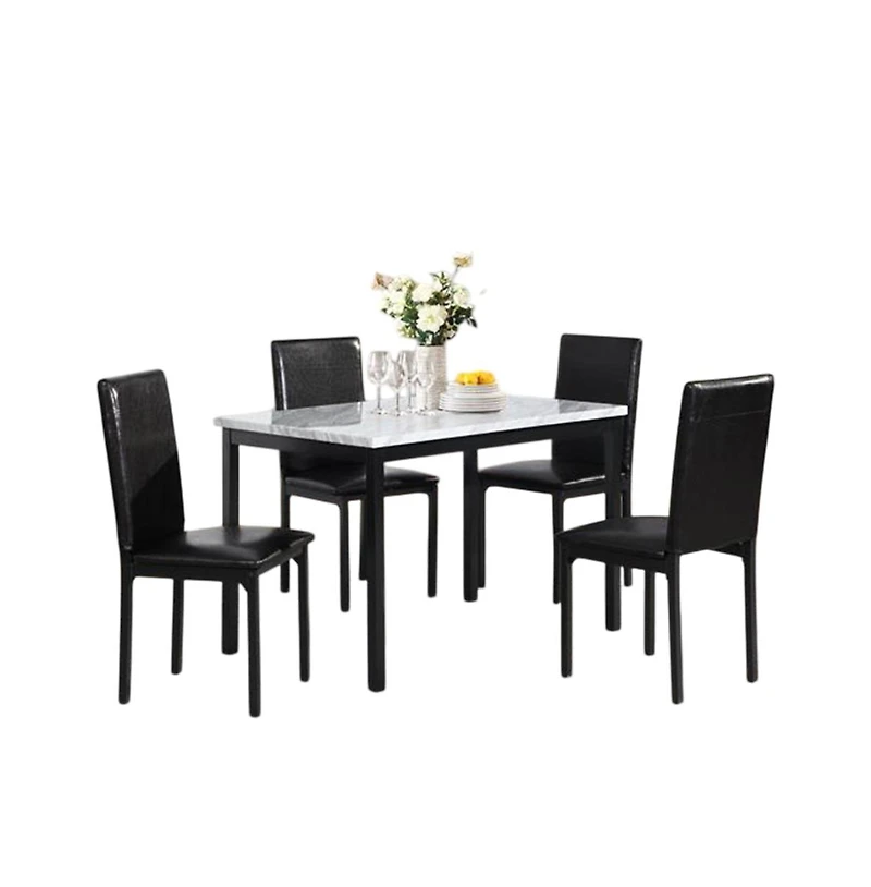 5-Piece Metal Dinette Set – Durable Laminated Tabletop with 4 Chairs for Kitchen or Dining Room