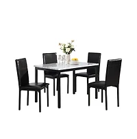 5-Piece Metal Dinette Set – Durable Laminated Tabletop with 4 Chairs for Kitchen or Dining Room