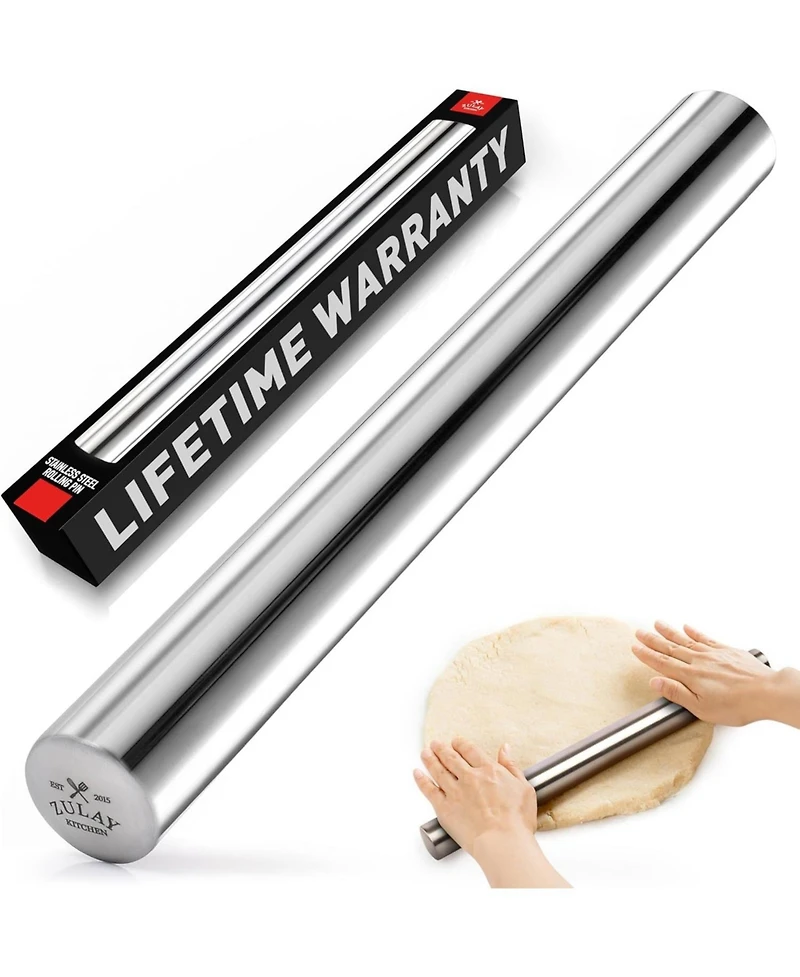 Zulay Kitchen Lightweight Stainless Steel French Rolling Pin