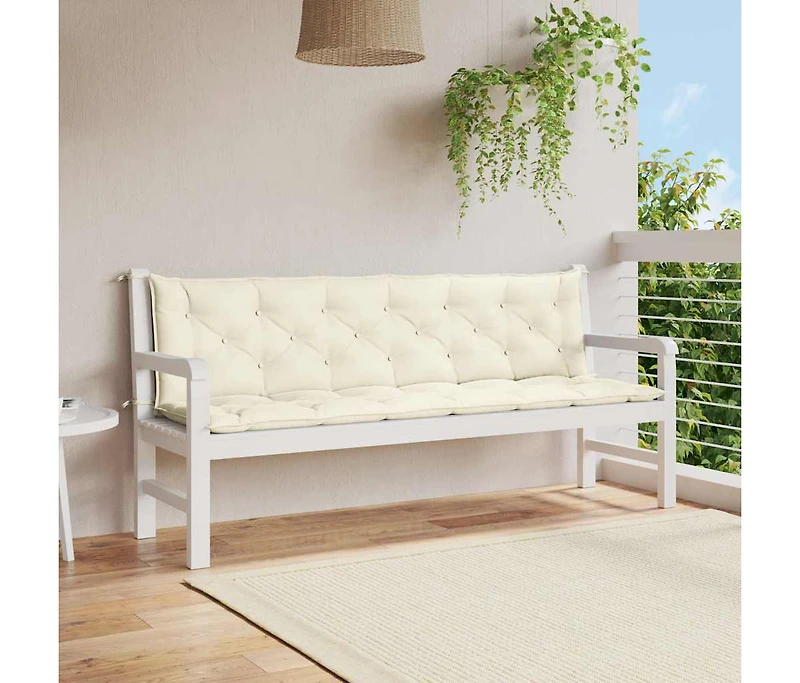 Garden Bench Cushion Cream White 78.7"x(19.7"+19.7")x2.8" Oxford Fabric