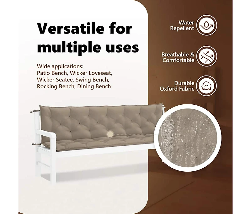Garden Bench Cushion Taupe 78.7"x(19.7"+19.7")x2.8" Oxford Fabric