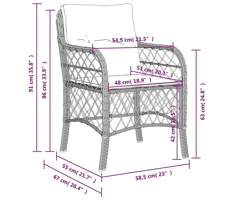 Patio Chairs with Cushions 2 pcs Black Poly Rattan