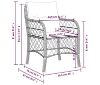 Patio Chairs with Cushions 2 pcs Black Poly Rattan