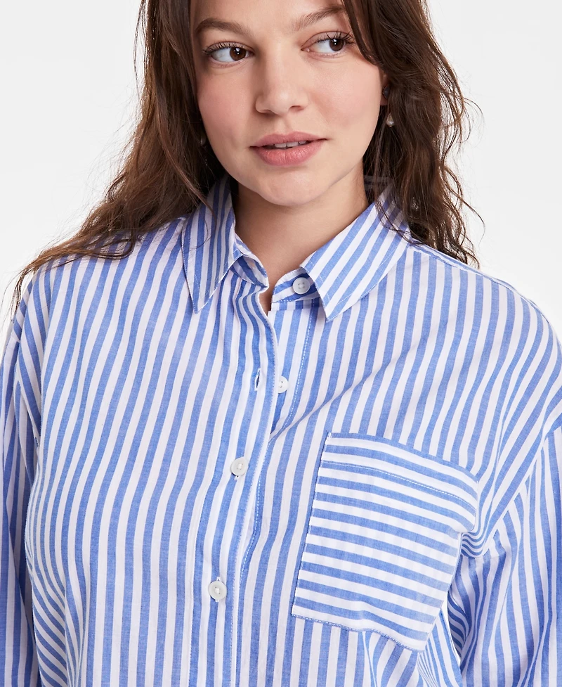 On 34th Women's Cotton Striped Button-Front Shirt