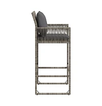Patio Bar Stools with Cushions 2 pcs Gray Poly Rattan