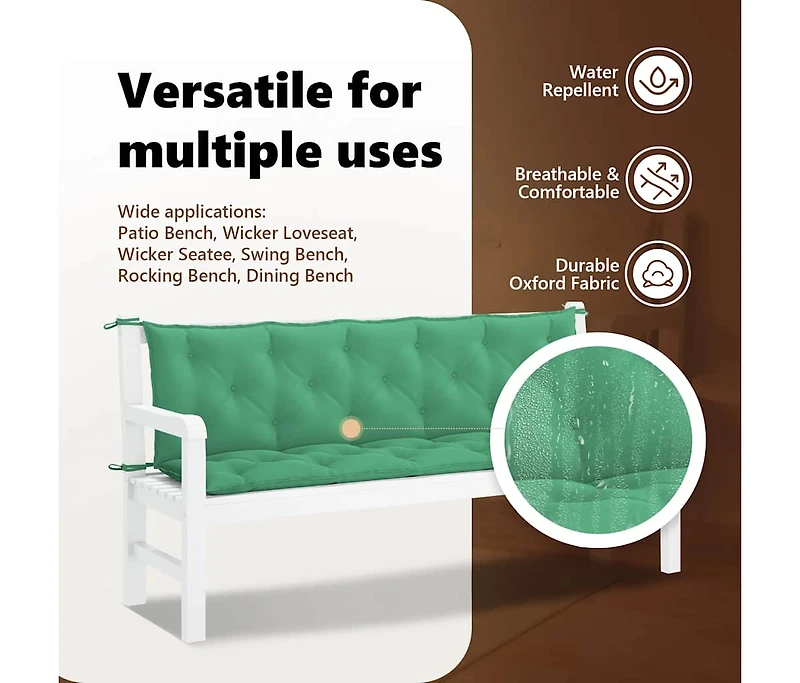 Garden Bench Cushion Green 70.9"x(19.7"+19.7")x2.8" Oxford Fabric