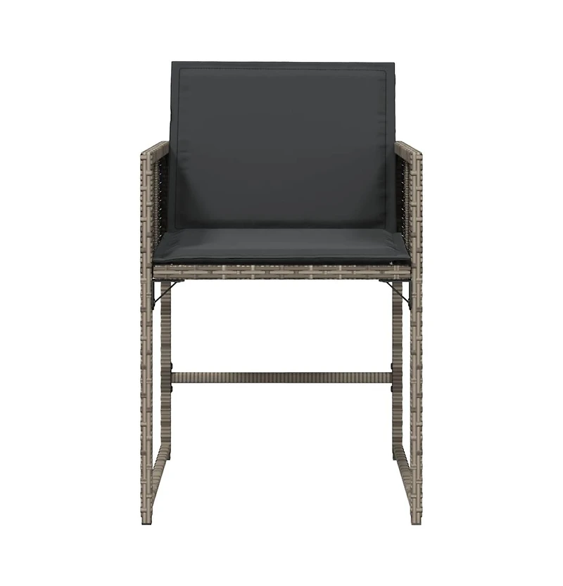 Patio Chairs with Cushions 4 pcs Gray Poly Rattan