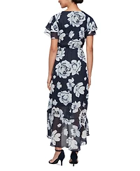 Sl Fashions Women's Flutter-Sleeve High-Low Dress
