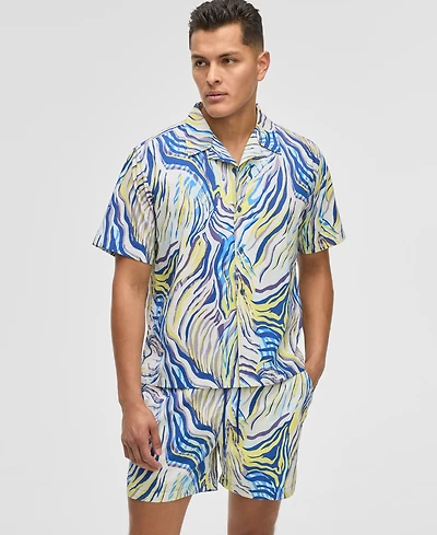 Mode of One Men's Retro Wave Textured Shirt, Exclusively at Macy's