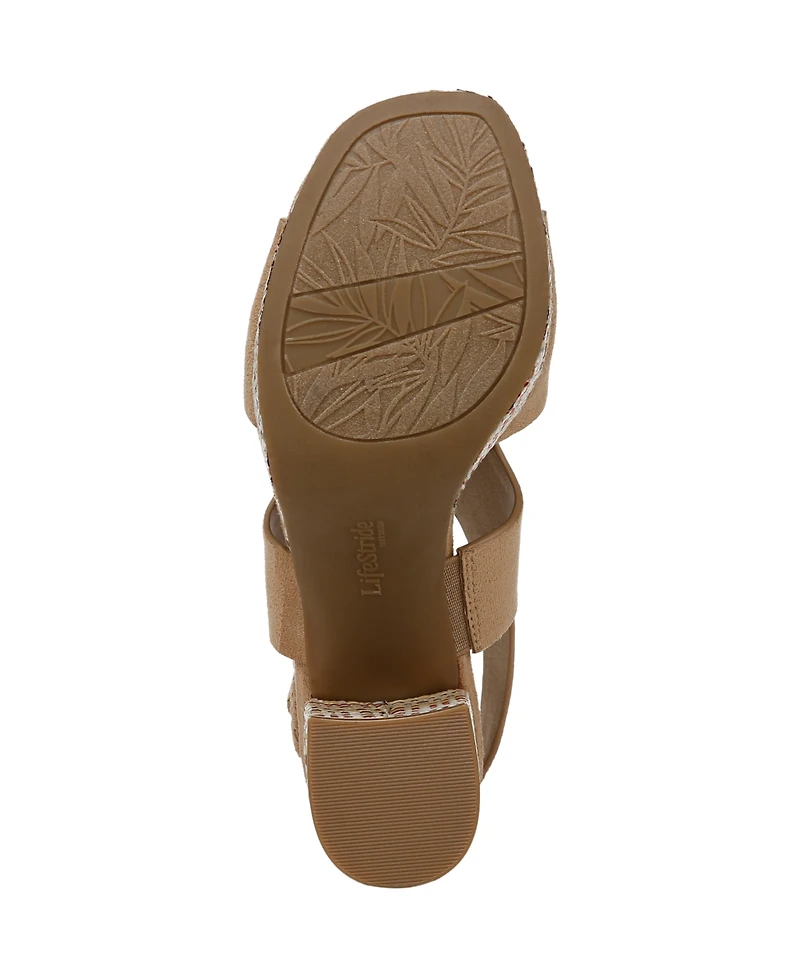 LifeStride Women's Audra Open Square Toe Block Heel Platform Sandals