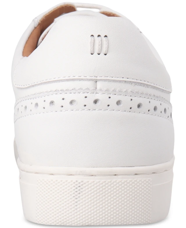 Bar III White Men\'s Brogue-Style Leather Sneakers Handmade Men White brogue Dress shoes, Men white crepe sole  main image 3
