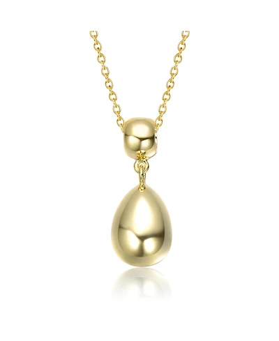 Double Bead Drop Pendant Necklace White Gold Plated or 14K