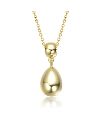 Double Bead Drop Pendant Necklace White Gold Plated or 14K