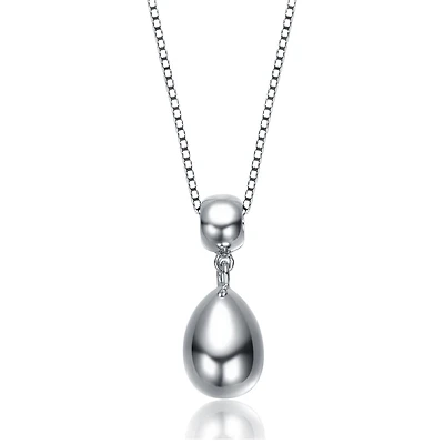 Double Bead Drop Pendant Necklace in White Gold Plated or 14K Gold Plated