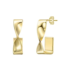 Semi-Hoop Earrings White Gold Plated or 14K