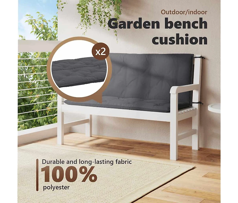 Garden Bench Cushion Anthracite 47.2"x(19.7"+19.7")x2.8" Oxford Fabric