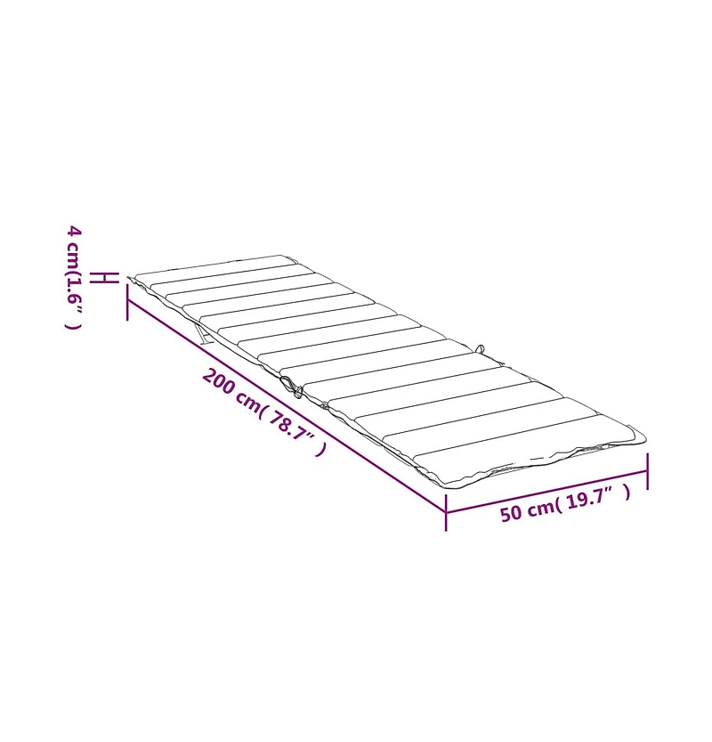 Sun Lounger Cushion Black Check Pattern Oxford Fabric