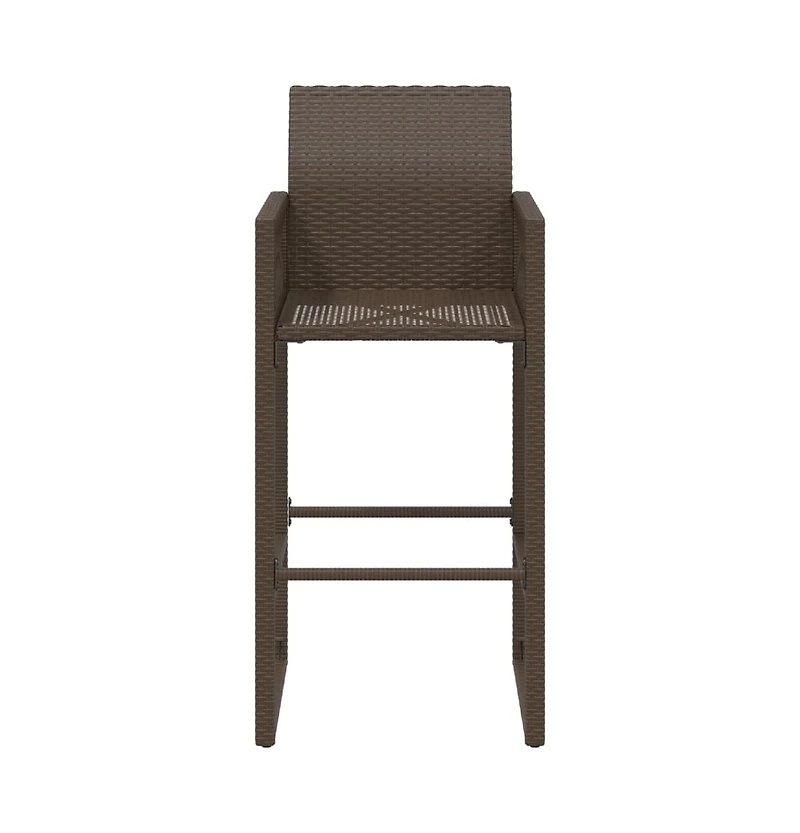 Patio Bar Stools 2 pcs Brown Poly Rattan