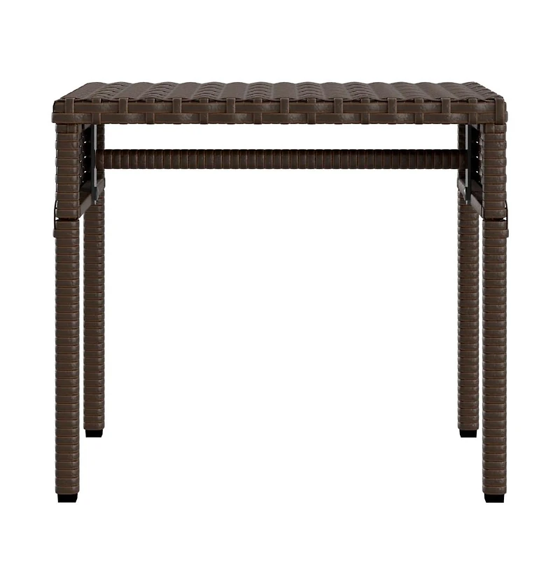 Sun Lounger with Canopy and Table Brown Poly Rattan