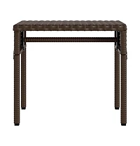 Sun Lounger with Canopy and Table Brown Poly Rattan