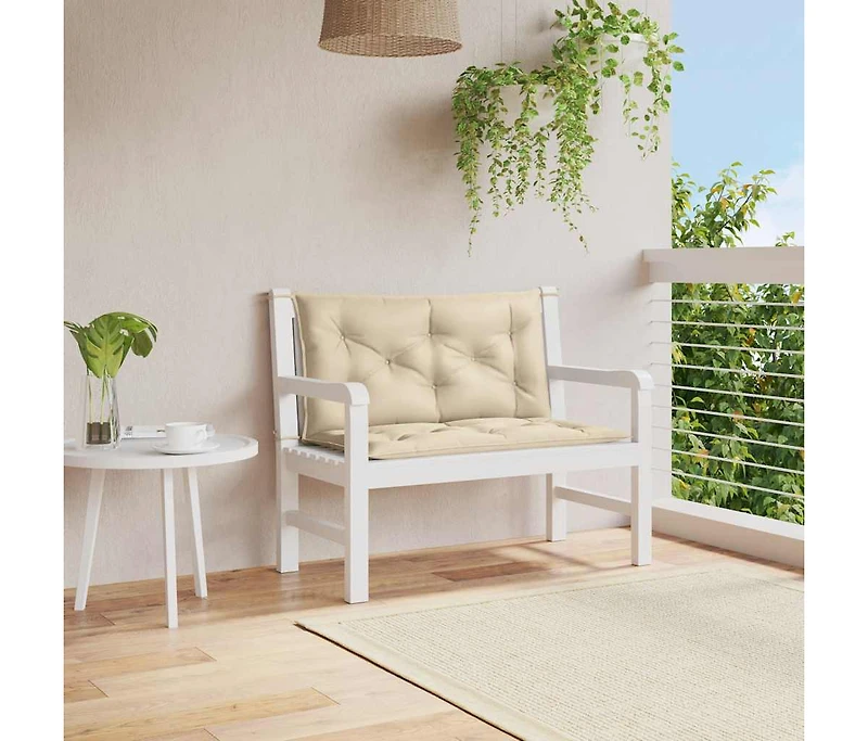 Garden Bench Cushion Beige 39.4"x(19.7"+19.7")x2.8" Oxford Fabric