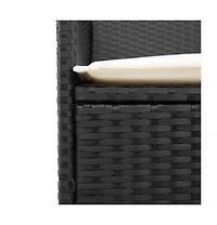 Patio Chairs with Cushions 2 pcs Black Poly Rattan&Solid Wood