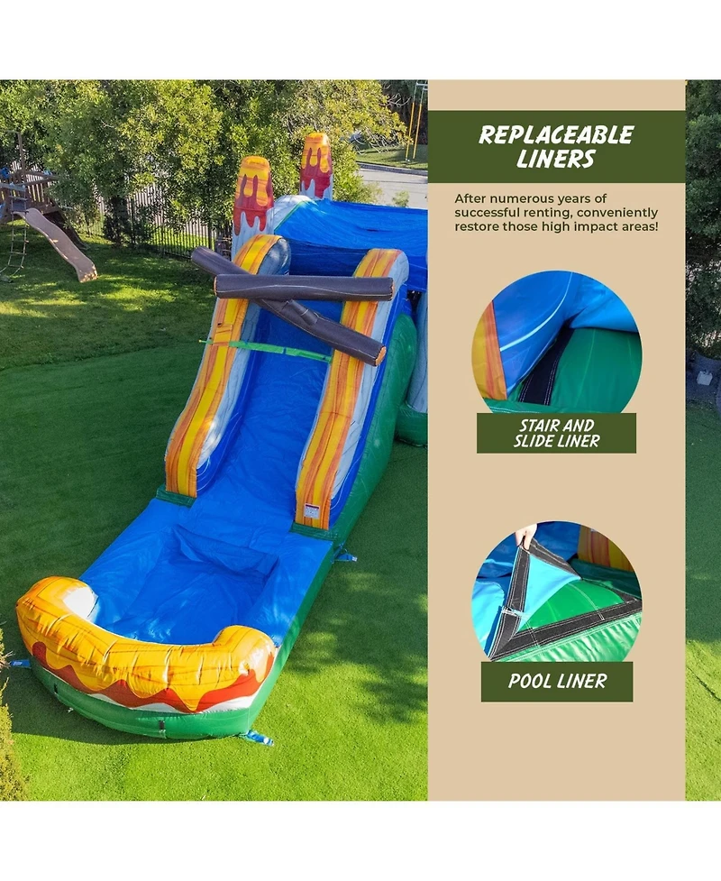 Xjump T-Rex Dinosaur Inflatable Water Slide Bounce House Combo with Splash Pool (with Air Blower), Commercial Grade, 100% Pvc Vinyl, for Kids and Adul