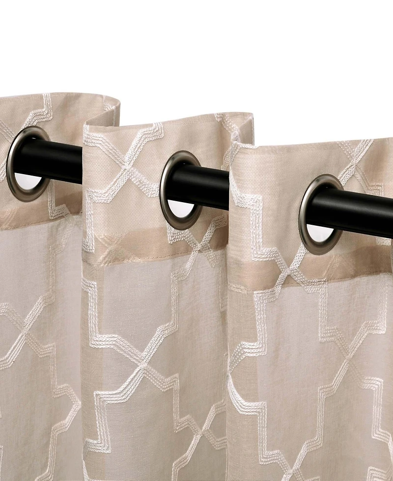 Superior Quatrefoil Modern Geometric Window Curtain Panel Set with Grommet Header, 52 X 63