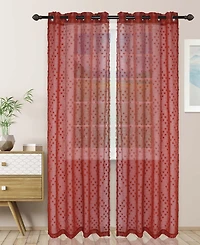 Superior Poppy Floral Textured Sheer Window Curtain Panel Set with Grommet Header, 52X96