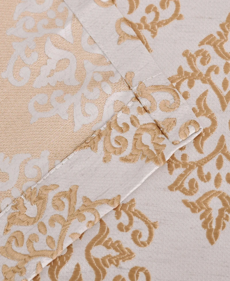 Superior Modern Venetian Damask Jacquard 2-Piece Curtain Panels with Grommet Header Top