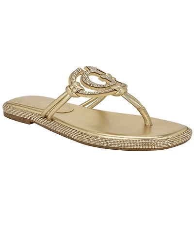 Guess Women's Saima G Cutout Rhinestone Flat Sandals