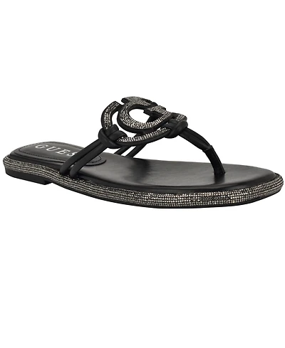 Guess Women's Saima G Cutout Rhinestone Flat Sandals