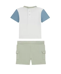 Guess Baby Boy 2-Piece Short Sleeve Gradient Logo T-Shirt and Cargo