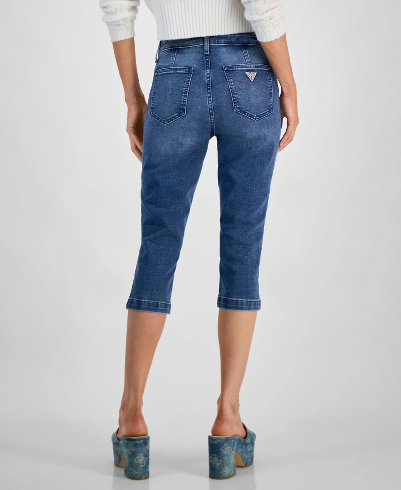 Guess Women's Cade Stretch Denim Mid Rise Capri Jeans