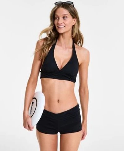 Anne Cole Womens Solid Banded Halter Bikini Top Twist Front Shorty Bikini Bottoms