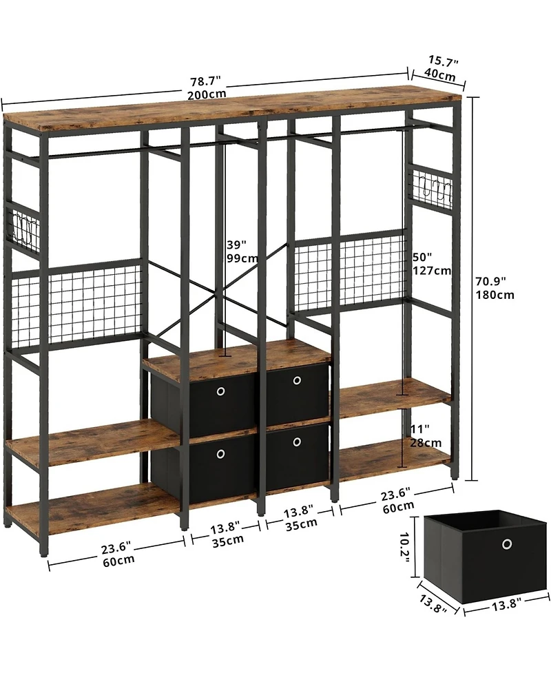 Ironck Garment Racks with Shelves 4 Drawers Heavy Duty Closet Organizer