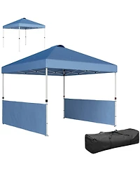 Outsunny 10' x Pop Up Canopy Tent with 2 Half Sidewalls, Dark