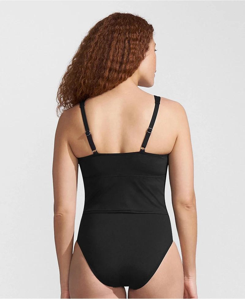 Lands' End Women's Long Torso V-Neck Wrap Midkini Top