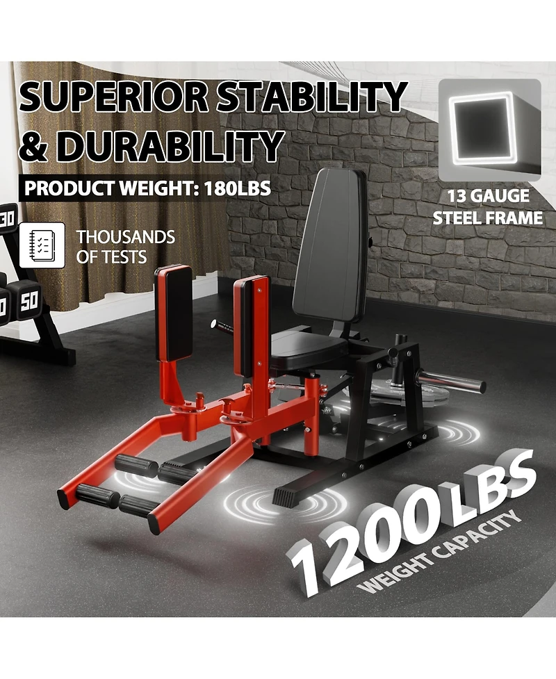 Mikolo Hip Abductor Machine, Abductor Adductor Machine Plate-Loaded, Inner and Outer Thigh Machine with 6 Levels Gear System, Glute Machines Home Gym