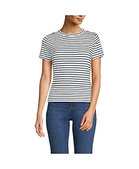 Lands' End Women's Drapey Rib Fitted Short Sleeve T-Shirt