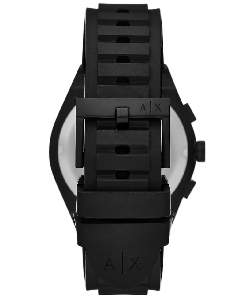 A|X Armani Exchange Men's Quartz Chronograph Black Silicone Watch, 42mm
