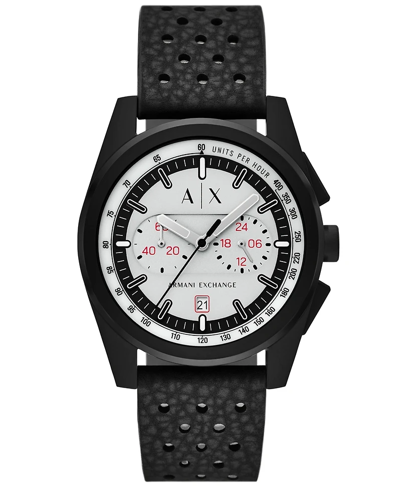 A|X Armani Exchange Men's Quartz Chronograph Black Rubber Watch, 42mm