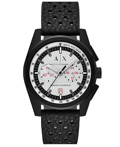 A|X Armani Exchange Men's Quartz Chronograph Black Rubber Watch, 42mm
