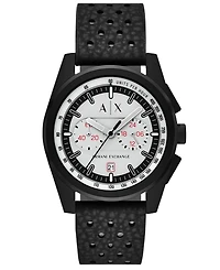 A|X Armani Exchange Men's Quartz Chronograph Black Rubber Watch, 42mm