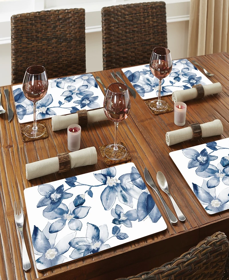 CounterArt Blooming Whispers Hardboard Cork Placemats, Set of 4