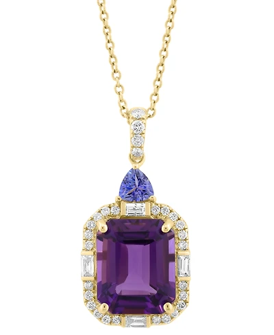Effy Amethyst (4 ct. t.w.), Tanzanite (1/2 ct. t.w.), & Diamond (1/3 ct. t.w.) in 14k Gold, 17" + 1" extender