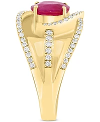Effy Ruby (1-1/5 ct. t.w.) & Diamond (3/8 ct. t.w.) Crossover Statement Ring in 14k Gold