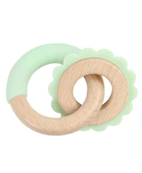 GooseWaddle Mint Lion Silicone + Wood Double Teether
