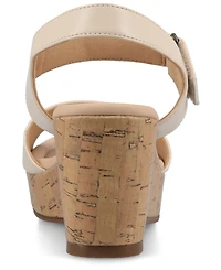 Journee Collection Women's Ranae Ankle Strap Platform Cork Wedge Sandals