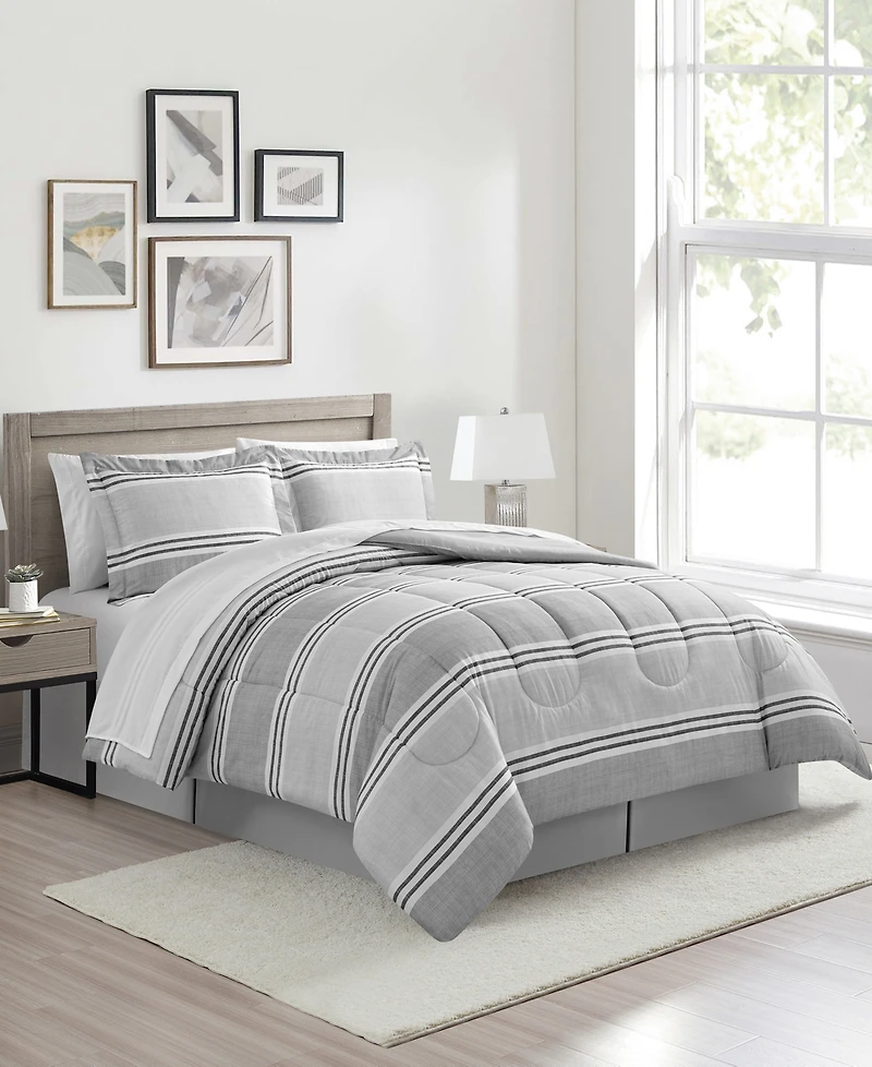Sunham Aiden Striped 8-Pc. Comforter Sets, Exclusively at Macy's
